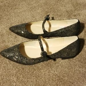 MARCH FISHER Damask Pointed Toe Mary Jane Flats